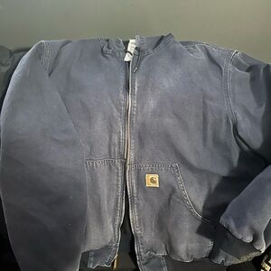 Carhartt Blue Bomber Jacket with Durable Canvas and Full Zip